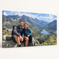 Panoramska slika s fotografije planina na platnu na drvenom okviru 2 cm, pogled sa strane