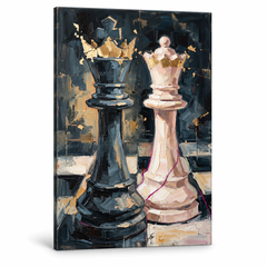Slika šahovskog kralja na platnu s 3D impasto efektom i drvenim okvirom, Papilora Premium Art.