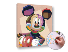 Slika na platnu s motivom mickey mouse u pop art stilu – 3D prikaz platna s vidljivim drvenim okvirom, Papilora.