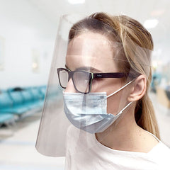Slika na platnu s motivom žena s maskom i vizirom – 3D prikaz platna s vidljivim drvenim okvirom, Papilora.