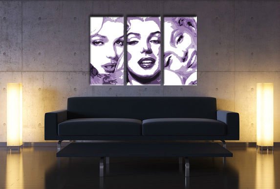 Ručno oslikana POP Art slika Marilyn MONROE, 3 dijela, mon4 - slika 2