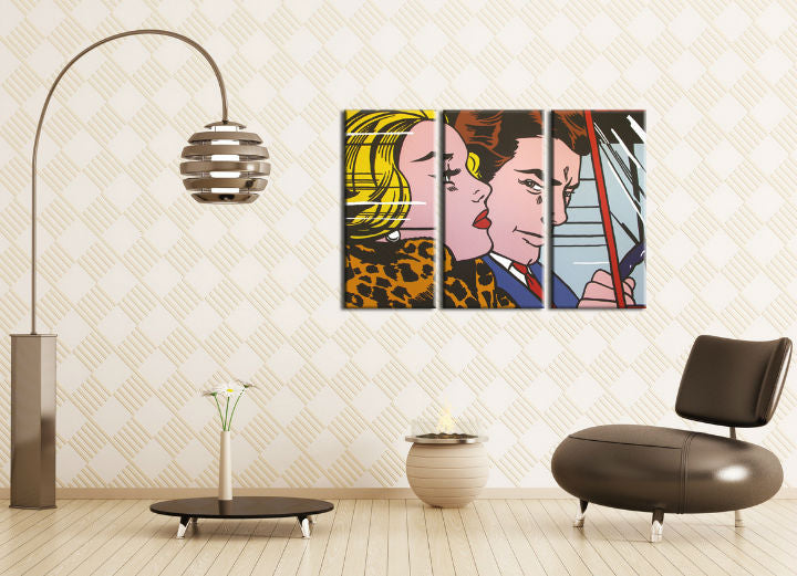 Ručno oslikana POP Art slika LICHTENSTEIN 3 dijela li4 - slika 2