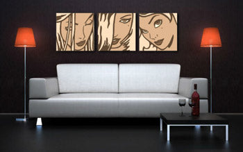 Ručno oslikana POP Art slika LICHTENSTEIN 3 dijela li2 | različite veličine