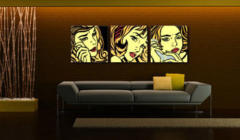 Ručno oslikana POP Art slika LICHTENSTEIN 3 dijela li6 | različite veličine