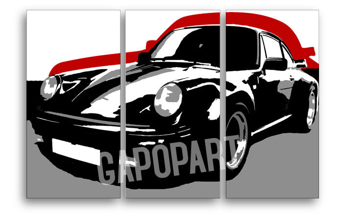 Ručno oslikana POP Art slika PORSCHE 911, 3 dijela, por5 - slika 3