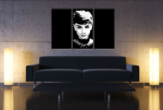 Ručno oslikana POP Art slika Audrey HEPBHURN 3 dijela ah