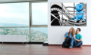 Ručno oslikana POP Art slika Pas i DJ-evi, 6 dijelova dd | različite veličine