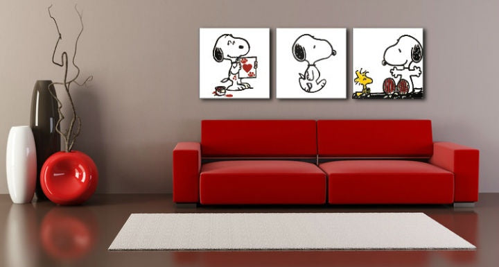 Ručno oslikana POP Art slika SNOOPY od 3 dijela Snoopyja