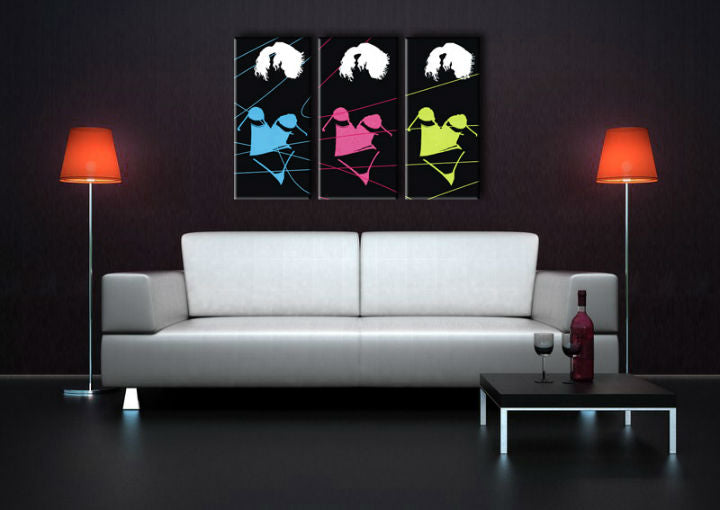 Ručno oslikana POP Art slika Tri seksi žene, 3 dijela, 3 komada - slika 2