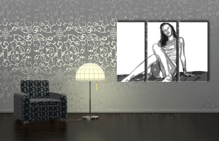 Ručno oslikana POP Art slika Kate Moss, 3 dijela km2 - slika 2