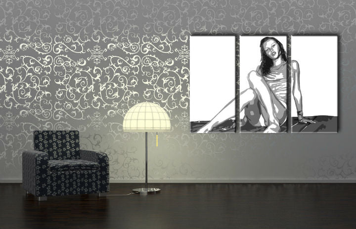 Ručno oslikana POP Art slika Kate Moss, 3 dijela km2