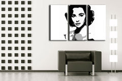 Ručno oslikana POP Art slika Elizabethet Taylor, 3 dijela | različite veličine