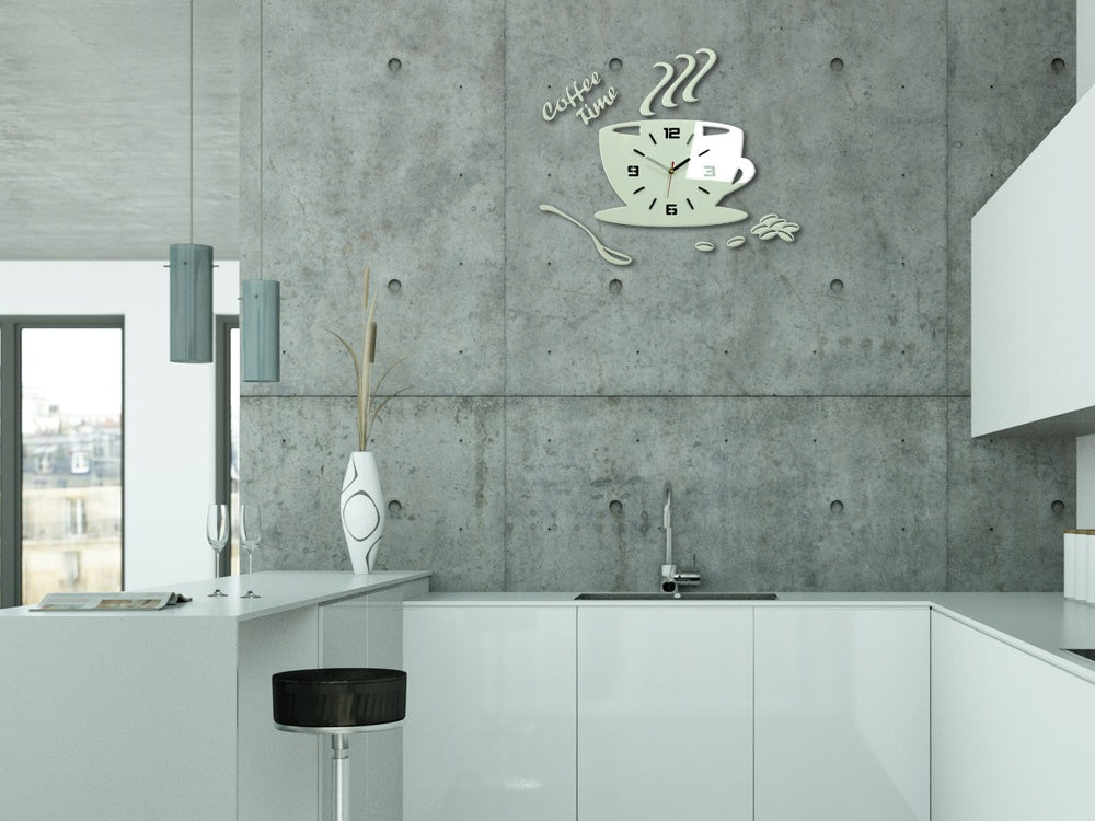 Zidni sat COFFE TIME 3D WHITE - slika 2