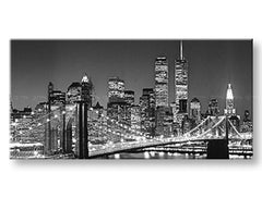 Slika na platnu s motivom brooklynski most i panorama grada noću – dodatni prikaz s vidljivom teksturom i kompozicijom, Papilora.