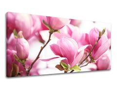 Slika na platnu s motivom ružičaste magnolije u cvatu – 3D prikaz platna s vidljivim drvenim okvirom, Papilora.