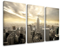 Slika na platnu s motivom panoramski pogled na grad new york – 3D prikaz platna s vidljivim drvenim okvirom, Papilora.