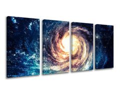 Slika na platnu s motivom spiralna galaksija i svemir – 3D prikaz platna s vidljivim drvenim okvirom, Papilora.