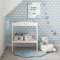 Slika na platnu s motivom natpis twinkle twinkle little star s oblacima – detaljan pregled kompozicije, Papilora.